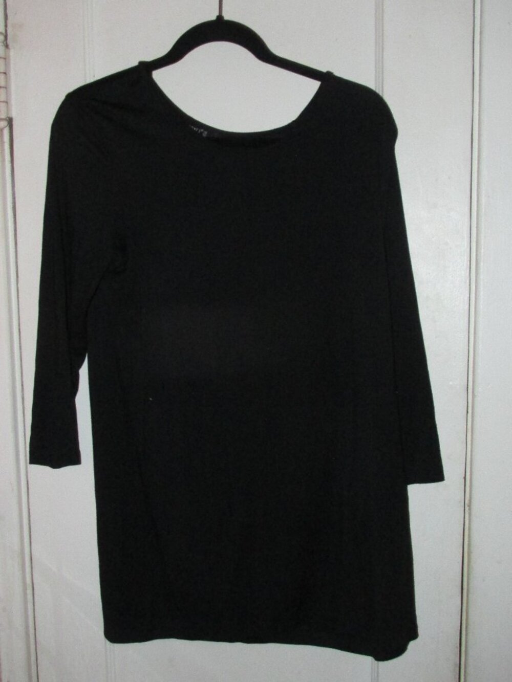 COMFY USA Tunic Tee Shirt Top 3/4 Sleeve Black Stretchy Soft